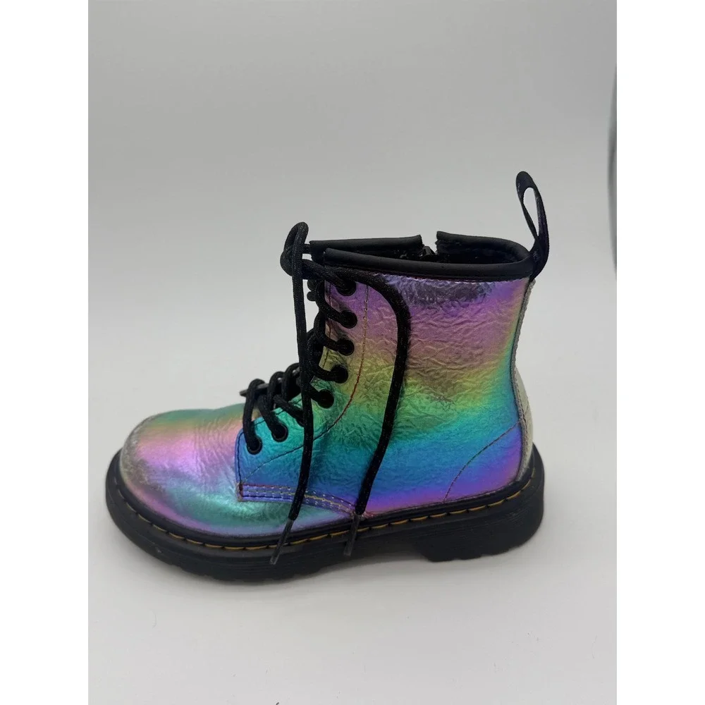 Dr. Martens 1460 J Kids Rainbow Iridescent Metallic‎ Combat Boots Size 12 US